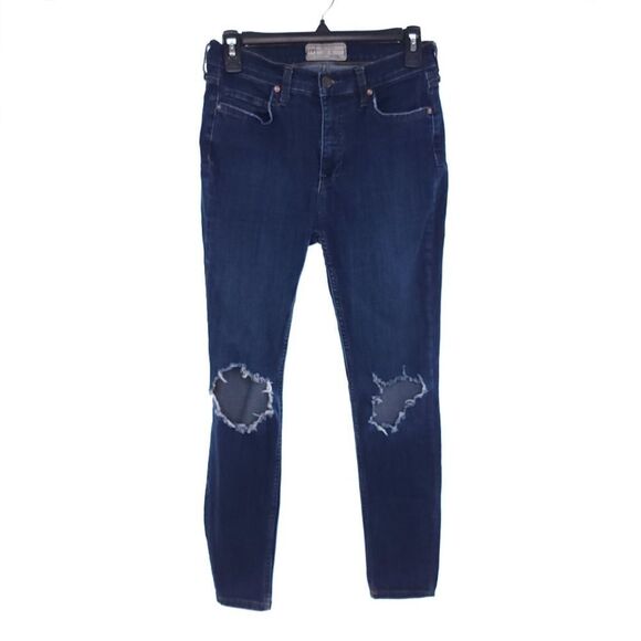 Free People Busted Out Knees Skinny Blue Jeans Womens Size 28 - Picture 1 of 9